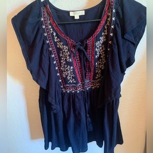 “Oddy”  blue flowy shirt size small